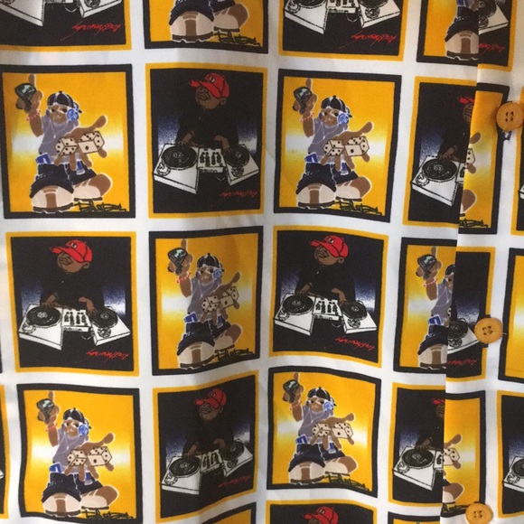 NWOT dope ass retro rapper graphic button down top - Picture 2 of 4